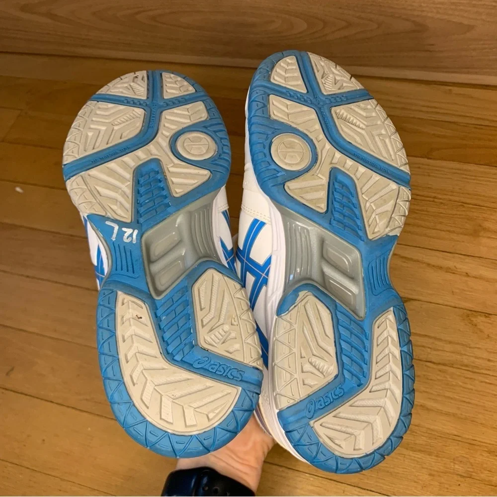 ASICS White and Blue GEL Game 5 Women's Tennis Shoes - Size 7